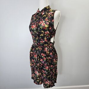 Side Cut Collared Fitted Rose Garden Dress